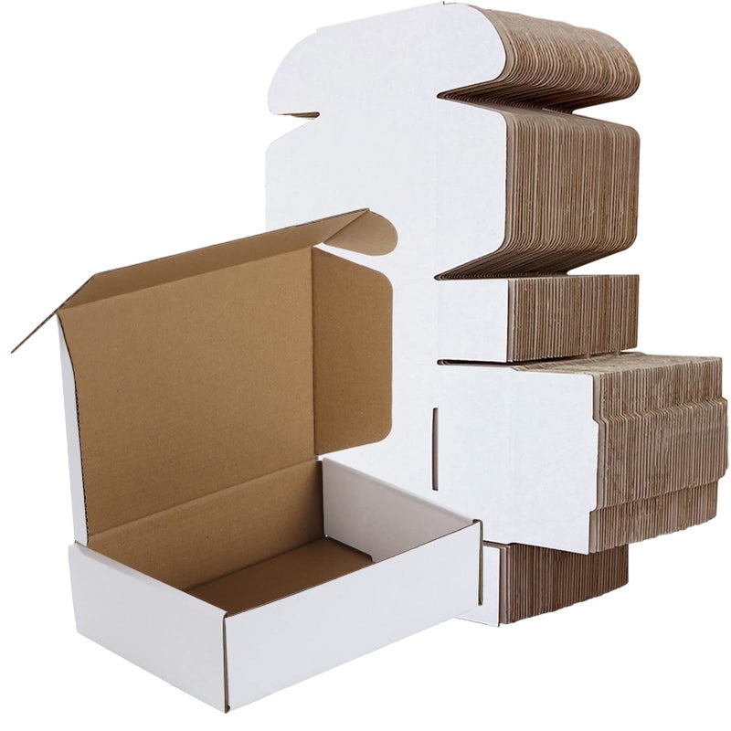 RLAVBL 7x5x2 Shipping Boxes Set of 50, White Small Corrugated Cardboard Box, Mailer Box - Image 1